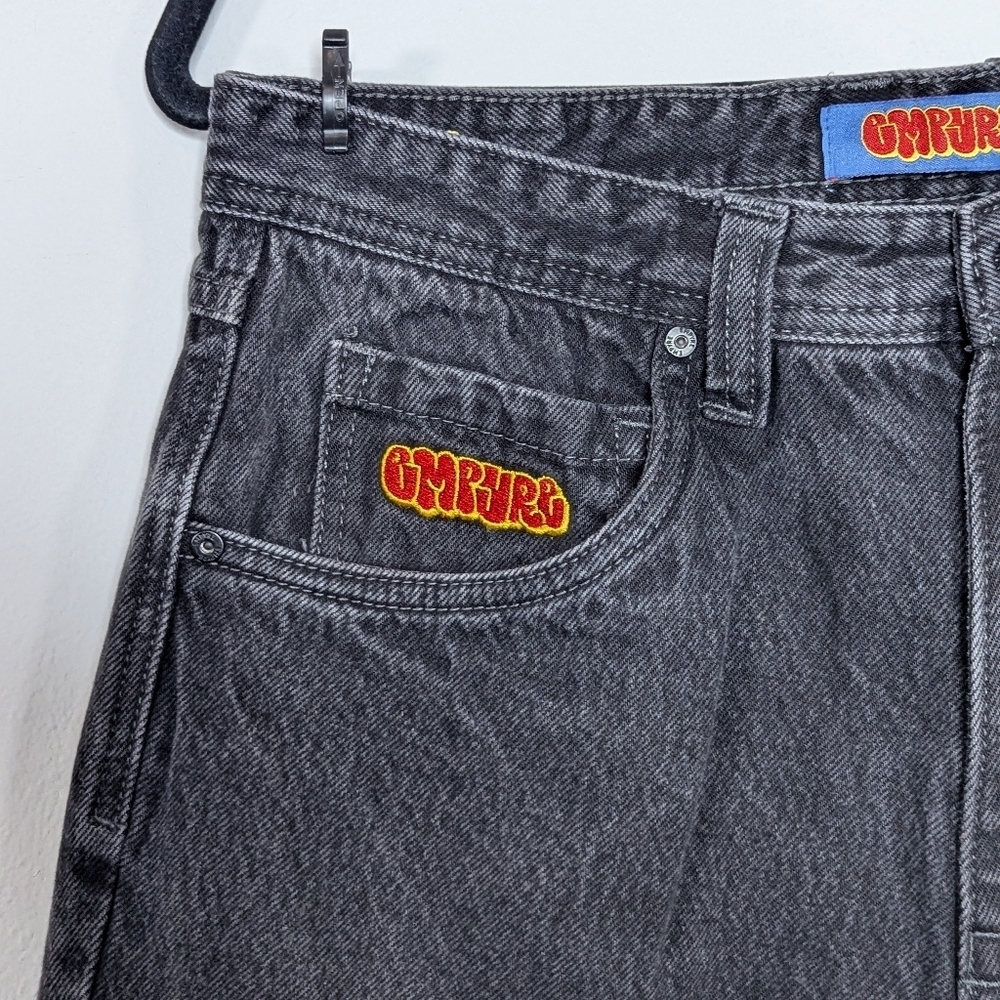 Empyre Relax Loose Fit Raw Hem Jeans Black 30 - Picture 3 of 6